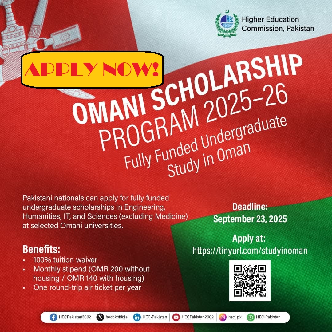 Omani Scholarship Program 2025–26 (Fully Funded for International Students)
